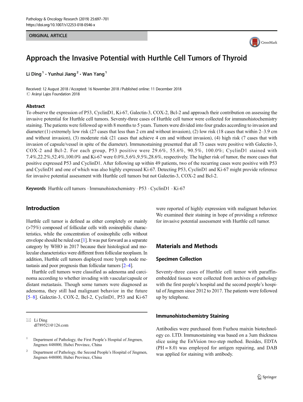 Approach the Invasive Potential with Hurthle Cell Tumors of Thyroid