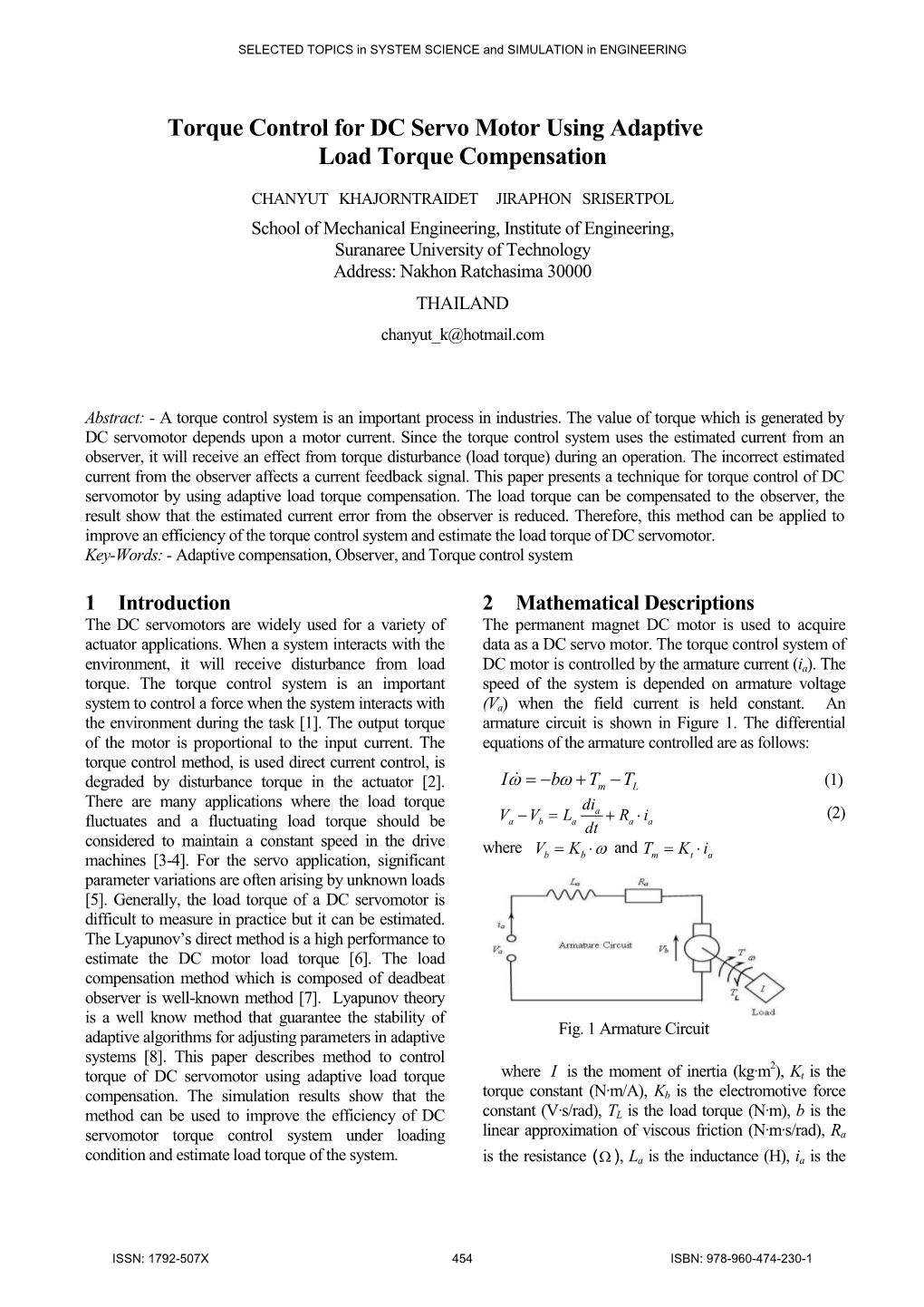 Torque Control for DC Servo Motor Using Adaptive Load Torque Compensation