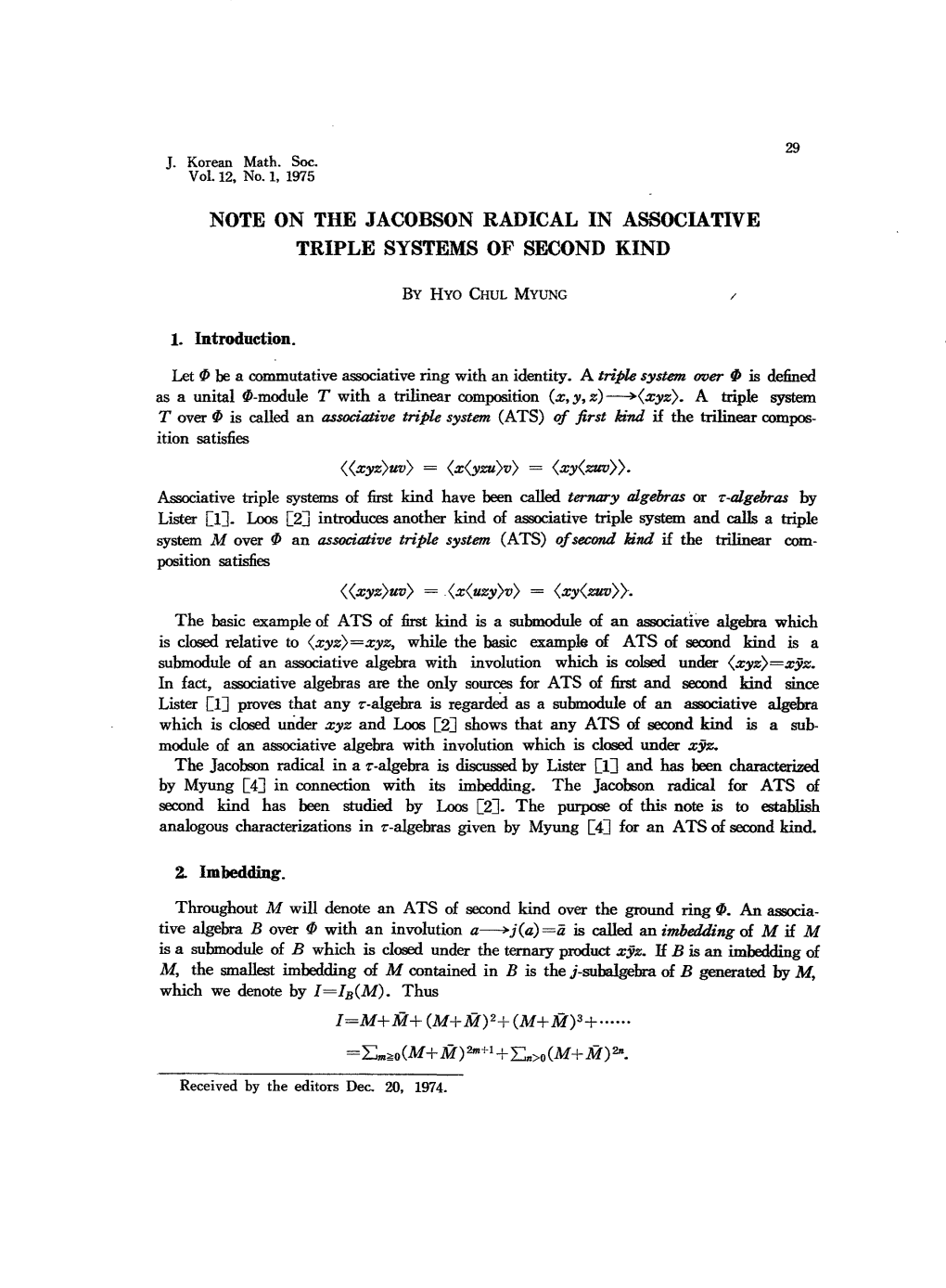 Note on the Jacobson Radical in Associative Triple Systems of Second Kind