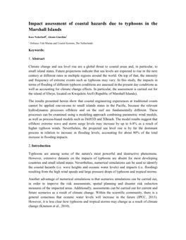 Impact Assessment of Coastal Hazards Due to Typhoons in the Marshall Islands