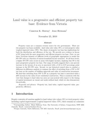 Land Value Is a Progressive and Efficient Property Tax Base: Evidence from Victoria