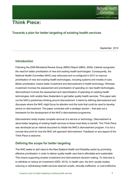 Towards a Plan for Better Targeting of Existing Health Services