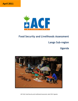 Food Security and Livelihoods Assessment Lango Sub-Region