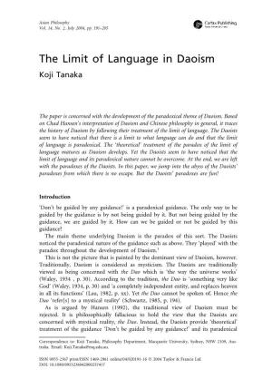 The Limit of Language in Daoism Koji Tanaka