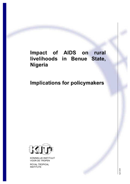 Impact of AIDS on Rural Livelihoods in Benue State, Nigeria Implications for Policymakers