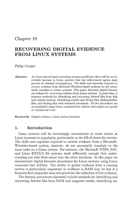 Chapter 19 RECOVERING DIGITAL EVIDENCE from LINUX SYSTEMS