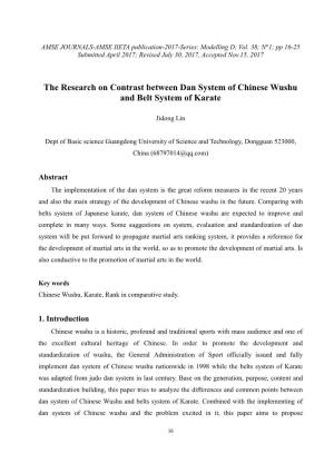 The Research on Contrast Between Dan System of Chinese Wushu and Belt System of Karate