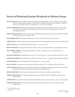 Survey of Wintering Eurasian Woodcock in Western Europe