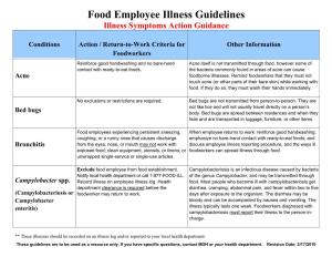 Food Employee Illness Guidelines Illness Symptoms Action Guidance