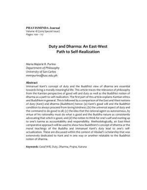 Duty and Dharma: an East-West Path to Self-Realization