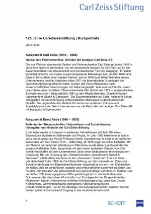 125 Jahre Carl-Zeiss-Stiftung | Kurzporträts