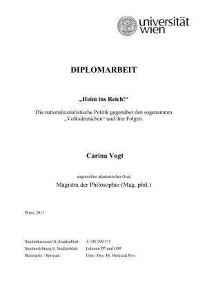 Verbesserte Diplomarbeit Carina Vogt, Volksdeutsche, Stand…