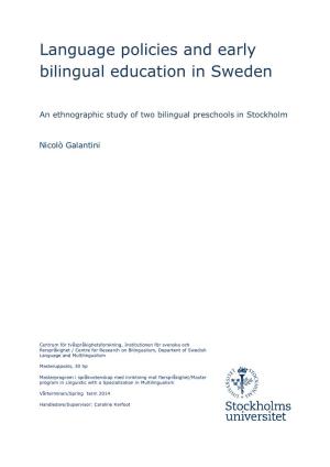 Language Policies and Early Bilingual Education in Sweden