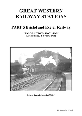 A|A|Bristol & Exeter Railway Stations