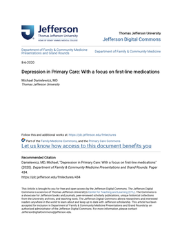 Depression in Primary Care: with a Focus on First-Line Medications