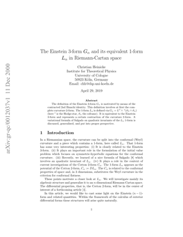 The Einstein 3-Form G a and Its Equivalent 1-Form L a in Riemann