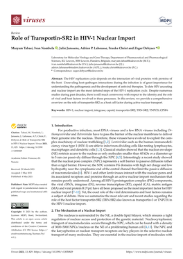 Role of Transportin-SR2 in HIV-1 Nuclear Import