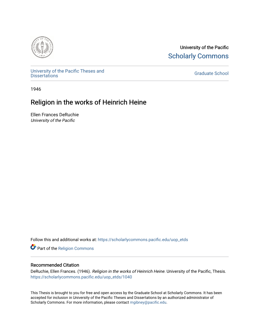 Religion in the Works of Heinrich Heine