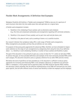 Flexible Work Arrangements: a Deﬁnition and Examples