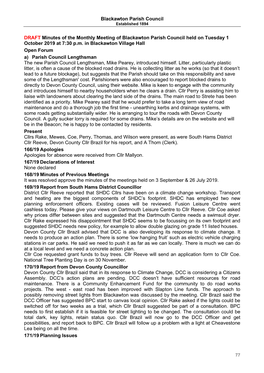 Blackawton Parish Council DRAFT Minutes of the Monthly Meeting Of