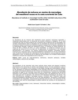 Abundancia De Moluscos Enenen Mantos De Macromacroalgasalgas Del Mesolitoral Rocoso En La Costa Suroriental De Cuba