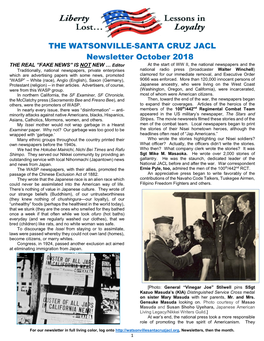 THE WATSONVILLE-SANTA CRUZ JACL Newsletter October 2018