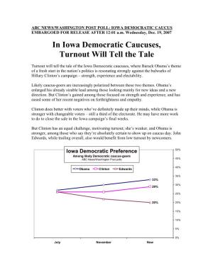 In Iowa Democratic Caucuses, Turnout Will Tell the Tale