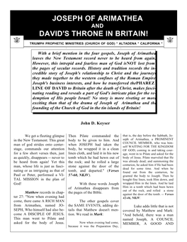 Joseph of Arimathea David's Throne in Britain!