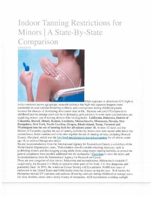 Indoor Tanning Restrictions for Minors I a State-By-State Comparison