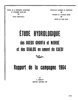 Etude Hydrologique Des Oueds Ghorfa Et Niordé Et Des