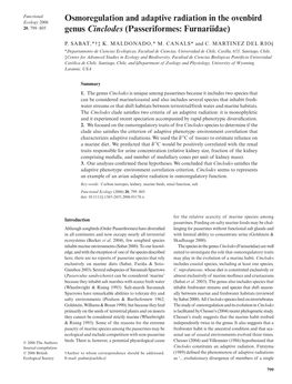 Osmoregulation and Adaptive Radiation in the Ovenbird 20, 799–805 Genus Cinclodes (Passeriformes: Furnariidae)