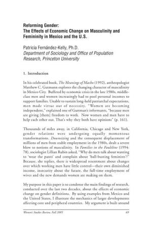 Reforming Gender: the Effects of Economic Change on Masculinity and Femininity in Mexico and the U.S