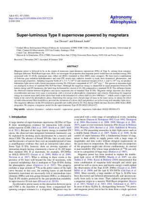 Super-Luminous Type II Supernovae Powered by Magnetars Luc Dessart1 and Edouard Audit2