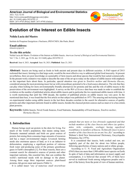 Evolution of the Interest on Edible Insects