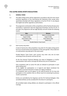 Fisu Alpine Skiing Sports Regulations