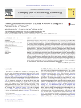 The Last Giant Continental Tortoise of Europe: a Survivor in the Spanish Pleistocene Site of Fonelas P-1