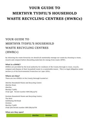 Your Guide to Merthyr Tydfil's Household Waste Recycling Centres
