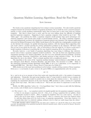 Quantum Machine Learning Algorithms: Read the Fine Print