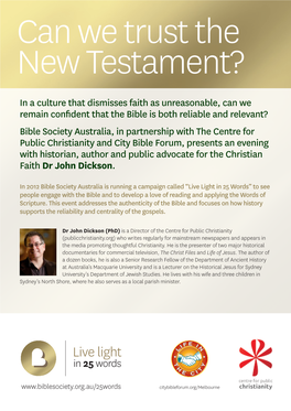 Can We Trust the New Testament?
