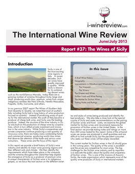The International Wine Review June/July 2013 Report #37: the Wines of Sicily