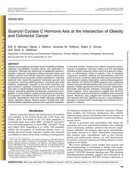 Guanylyl Cyclase C Hormone Axis at the Intersection of Obesity and Colorectal Cancer