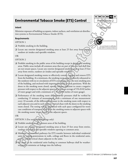 Environmental Tobacco Smoke (ETS) Control Prerequisite 2