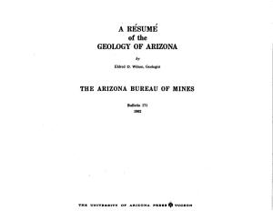 Resume of the Geology of Arizona," Prepared by Dr