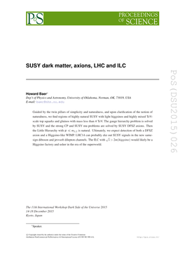 Pos(DSU2015)026 Would Likely Be a ) Higgsino ( M 2 > S √ Is Natural