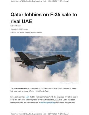 Qatar Lobbies on F-35 Sale to Rival UAE by Julian Pecquet