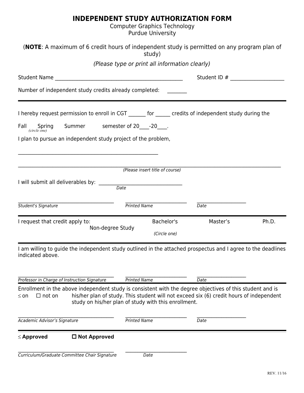 Independent Study Authorization Form