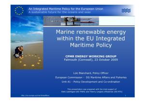 Marine Renewable Energy Within the EU Integrated Maritime Policy