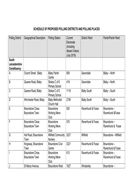 Schedule of Polling Districts