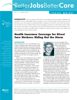Health Insurance Coverage for Direct Care Workers: Riding out the Storm