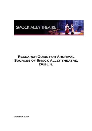 Research Guide for Archival Sources of Smock Alley Theatre, Dublin